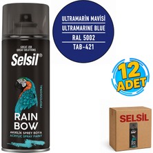 Selsil Arge Toptan Rainbow Akrilik Sprey Boya 400 ml Ultramarin Mavisi Ral 5002 12 Adet