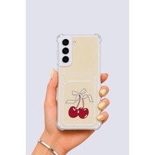 Uravas Store Samsung Galaxy S22 Kartlıklı Kiraz Desenli Kılıf