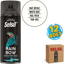 Selsil Arge Toptan Rainbow Akrilik Sprey Boya 400 ml Mat Beyaz Ral 9010 12 Adet