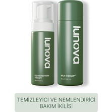 Lunova Temizleyici ve Nemlendirici Cilt Bakım Rutini İkilisi | Cilt Kurutmayan Köpük 150 ML & Bariyer Güçlendirici Milk Serum 150 ML