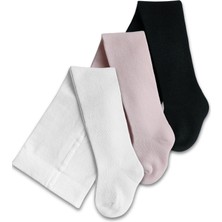 Panfilia Pamuklu Siyah Pembe Krem Külotlu Çorap 3'lü Set / Kız Erkek Bebek Çocuk