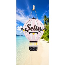 Pongee Balon Temalı Isme Özel Ahşap Çocuk Odası Kapı Süsü - Lazer Kesim 3D Katmanlı Bebek Oda Levhası & Doğum Hediyesi Bebek ve Çocuk Oda Levhası 43X21 cm