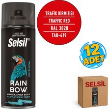 Selsil Arge Toptan Rainbow Akrilik Sprey Boya 400 ml Trafik Kırmızısı Ral 3020 12 Adet