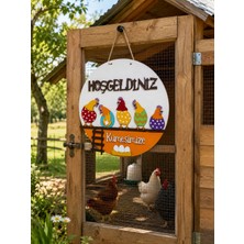 Pongee Tavuk Çiftliği Temalı Isme Özel Ahşap Çocuk Odası Kapı Süsü - Lazer Kesim 3D Katmanlı Bebek Oda Levhası & Doğum Hediyesi Bebek ve Çocuk Oda Levhası 43X21 cm