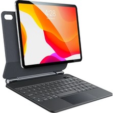 Apple iPad Air 11 Inç M3 (2025) LED Aydınlatmalı Touchpadli Manyetik Kapaklı Bluetoothlu Premium Türkçe Q Klavyeli Kılıf