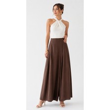 Dream Style Kadın Tencel Beli Lastikli Çift Cepli Etek Görünümlü Pantolon