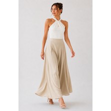 Dream Style Kadın Tencel Beli Lastikli Çift Cepli Etek Görünümlü Pantolon