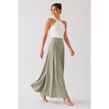 Dream Style Kadın Tencel Beli Lastikli Çift Cepli Etek Görünümlü Pantolon
