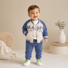 Hippıl Baby Marn Nakışlı Mevsimlik Montlu 3 Lü Erkek Takım Mavi 6-9/9-12/12-18/18-24 Ay