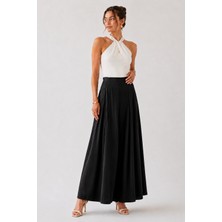 Dream Style Kadın Tencel Beli Lastikli Çift Cepli Etek Görünümlü Pantolon