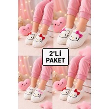 Albishoes 2'li Avantaj Paketi Kız Çocuk Panduf Ev Patik Pamuk Astar Karakter Figür Ev Kreş Ayakkabı