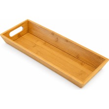 Go İthalat Bambu Dikdörtgen Çift Kulplu Derin Sunum Tepsisi 16x40x4.5 cm.