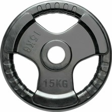 Xample® 15 kg Olimpik Kauçuk Üçlü Kavrama Ağırlık Plakaları Dökme Demir Ez Bar Kıvırmak