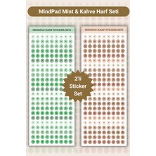 MindPad Studio 2'li Mint ve Kahve Harf Sticker Seti, Yuvarlak Alfabe Etiketi, Scrapbook, Ajanda, Planlayıcı, Defter Süsleme, Adaçayı Bej Alfabe Çıkartması, Bullet Journal