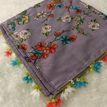 Hoaryage Reyhan El Emeği Iğne Oyası Yazma , Fular ,yemeni, Mevlit Örtüsü , Baş Örtüsü 4 Kenarı Oyalı %100 Pamuk 100*100CM