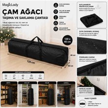 Magic Lady 120*40 Siyah Çam Ağacı Taşıma ve Saklama Çantası Fermuarlı Yeşil Yılbaşı Ağacı Hurcu