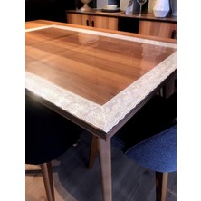 1.2mm Şeffaf Pvc Beyaz Dantelli Kalın Kaymaz Masa Örtüsü Muşamba Cam Mika Mutfak Salon Masa Ö