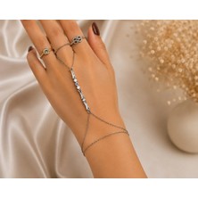 Dolunay Takı Nokta Modelli Taşlı Silver Çelik Şahmeran