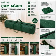Magic Lady 120*40 Yeşil Çam Ağacı Taşıma ve Saklama Çantası Fermuarlı Yeşil Yılbaşı Ağacı Hurcu