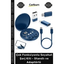 Carlburn Özel Üretim Type C USB Çok Fonksiyonlu Seyahat Şarj Kiti Standlı Adaptörlü Düzenleyici Kutu