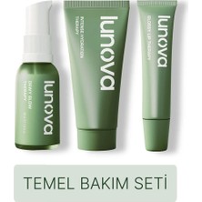 Lunova Yoğun Nemlendirici Bariyer Güçlendirici Bakım Seti | Jel Serum (30ML) Krem (50ML) Lip Balm (15ML)