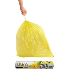 Uravas Store Arvale Kokulu Büyük Boy Büzgülü Çöp Poşeti 10'lu Rulo 65 x 70 cm Yırtılmaz Sızdırmaz Atık Torbası (Limon)