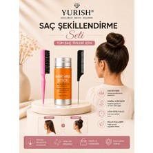 Yurish Profesyonel Topuz Fırçası Renkli Stick Wax ve Metal Uçlu Krepe Tarak Seti 3'lü Set