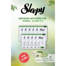 Uravas Store Sleepy Natural Normal Hijyenik Ped 11 Al 10 Öde 24 Adet ve Doğal Islak Mendil 50 Li