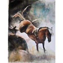 Muguetarts %100 Orijinal At Suluboya Tablo 56X41 cm