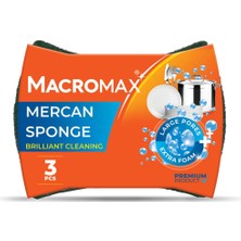 Esranın Dünyası Macro Max Mercan Bulaşık Süngeri 3'lü Paket, Büyük Gözenekli Bol Köpük Sağlayan Ergonomik Sünger
