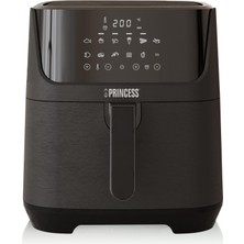 Princess Digital Sıcak Hava Fritözü 6,5 L, Bölücülü, 12 Program, Dokunmatik Ekran, %60'a Kadar Enerji Tasarrufu, Yağsız Az Yağlı Kızartma, 1,5 kg Patates Kızartması Için, Siyah, 182061