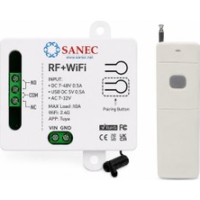 Esranın Dünyası Sanec Akıllı Wifi + Rf 433MHZ Tek Kanallı 10A Röle Modülü - Uzun Menzil Rf Kumanda Dahil Set (Tuya, Alexa, Google Asistan Destekli)