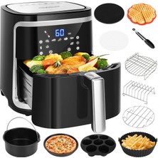 Aigostar Sıcak Hava Fritözü Xxl 7l/2kg + Çift Bağımsız Sepet ve ≥5,5l Fritözler Için 12'si 1 Arada Aksesuar Seti