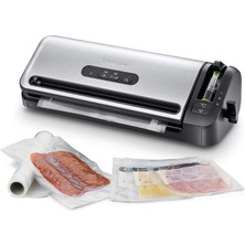 Foodsaver Kesme Cihazı ve Rulo Depolamalı Vakum Kapatma Makinesi | Elde Taşınır Vakumlama Makinesi ve Marine Etme Fonksiyonlu | Çeşitli Vakum Torbaları Içerir [FFS017X], Gümüş