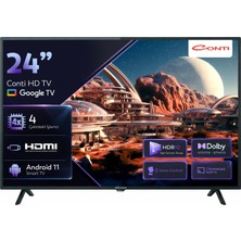 Esranın Dünyası Conti 24" Hd Google Tv (CT24GT300H), Smart Tv,wi-Fi, Bluetooth 5.0, Dahili Uydu Alıcı, Chromecast Built-In, Dolby Audio, 2x Hdmı, 2x USB
