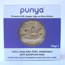 Esranın Dünyası Punya Care Yağlı Saçlara Özel Arındırıcı Katı Şampuan Bar - Sebum Dengeleyici Rhassoul Kili & Elma Sirkesi - Clean Beauty Vegan Saç Bakımı - 100 G