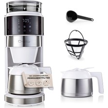 Barista Kaffee & Technik Ayarlanabilir Öğütücülü Barista Filtre Kahve Makinesi (Pro Tasarım) | Sıcak Tutma Işlevi, 24 Saat Zamanlayıcı ve Kalıcı Filtre | 10 Fincan Kahve Için | Fasulye ve Toz Kahve Ma