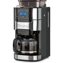 Barista Kaffee & Technik Ayarlanabilir Öğütücülü Barista Filtre Kahve Makinesi | Sıcak Tutma Işlevi, 24 Saat Zamanlayıcı ve Kalıcı Filtre | 10 Fincan Kahve Için | Fasulye ve Toz Kahve Makinesi [paslan