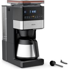 Krups Grind Aroma Xl Filtre Kahve Makinesi, Çıkarılabilir Konik Öğütücü, Dijital Kontrol Paneli, Xl Kapasitesi (1,25 L), Paslanmaz Çelik Termos, Siyah/paslanmaz Çelik, KT842810