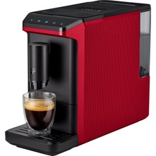 Tchibo Tam Otomatik Kahve Makinesi Caffè Crema ve Espresso Için Esperto Mini, Yalnızca 16 cm Genişliğinde, Küçük ve Kompakt, Her Mutfağa Uygun, Kırmızı