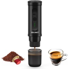Bescost 20 Bar Pilli Taşınabilir Espresso Makinesi, Hareket Halindeyken Usb-C Için Kamp Kahve Makinesi, Ns Kapsülleri ve Kahve Tozu Için 2'si 1 Arada Seyahat Kahve Makinesi, Araba, Karavan, Yürüyüş, S