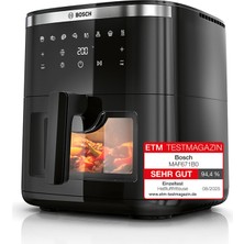 Bosch Sıcak Hava Fritözü Seri 6, Xxl 7,2 L Kapasite, 7 Ön Ayarlı Program, Aydınlatmalı Izleme Penceresi, %65'e Kadar Daha Hızlı Pişirme, Airfryer Siyah, MAF671B0