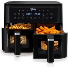 Tristar Çift Sepetli Sıcak Hava Fritözü, 9 L Kapasite, 10 Program, Senkronizasyon Fonksiyonu, Dijital Ekran, Görüntüleme Penceresi, Pfas Içermez, Yağsız Sağlıklı Kızartma, 2500W, FR-9429