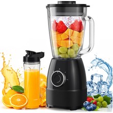 Waworıo Blender, Smoothie Yapıcı, Stand Mikser, 1,5 L Cam Hazneli 1500 Watt Yüksek Hızlı Blender Smoothie Yapıcı, 600 Ml'lik Bpa Içermeyen Tritan Şişeler, Smoothie'ler Için Ayarlanabilir Hız, Karıştır