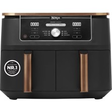 Ninja Foodi Max Çift Bölgeli Hava Fritözü, 9,5 L Hava Fritözü, 2 Bölmeli, Maşalı, Yapışmaz Kaplama, Bulaşık Makinesinde Yıkanabilir Sepetler, 6'sı 1 Arada, Amazon'a Özel, Bakır/siyah, AF400EUCP