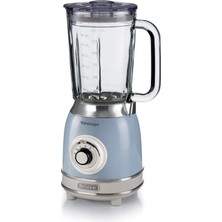 Ariete Vintage 583 Cam Karıştırıcı, 4 Bıçaklı Retro Çok Işlevli Karıştırıcı, 4 Hız + Darbe Işlevi, Buz Kırma Işlevi, 1,5 Litre Kapasite, 1000W, Mavi