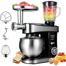 Seaspark Mutfak Robotu, 6 L Yoğurma Makinesi 1200W, 6 Hızlı Mutfak Robotu, Karıştırma Kancalı Hamur Makinesi, Hamur Kancası, Çırpma Teli ve Sıçrama Koruması, Siyah