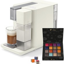 Tchibo Qbo Mılk Master Premium Kapsül Makinesi Dahil. Cappuccino, Espresso, Caffè Crema, Çıkarılabilir Süt Haznesi ile Tek Tuşla Süt Köpüğü Için 16 Geri Dönüştürülebilir Qbo Kapsül 300ML, Beyaz Kaşmir