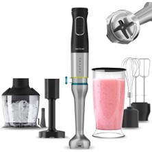 Cecotec El Blenderi Katana Totaldestroy 1500XL Perfectcream&crush. 1500W, 21 Hız ve Turbo, Siyah Titanyumlu 4 Bıçak, Sıçrama Koruması, Ekstra Uzun Taban, Aksesuar Seti.