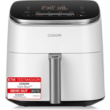 Cosori Turboblaze Sıcak Hava Fritözü Airfryer, 9'u 1 Arada Hava Fritözü Xxl 6l, 5 Hız Seviyeli Sessiz Dc Motor, Izgara, Fırınlama, Fermente Etme, Kurutma, 87 Tarif, %64 Enerji Tasarrufu, Beyaz
